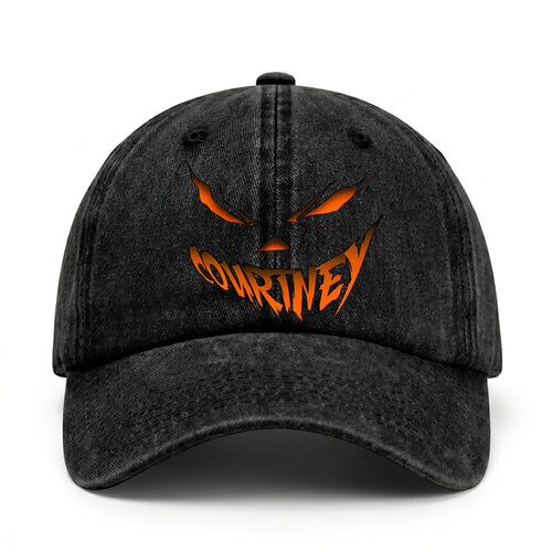 Your Name Jack O' Lantern Halloween Washed Cap COURTNEY 13K1 C100PF