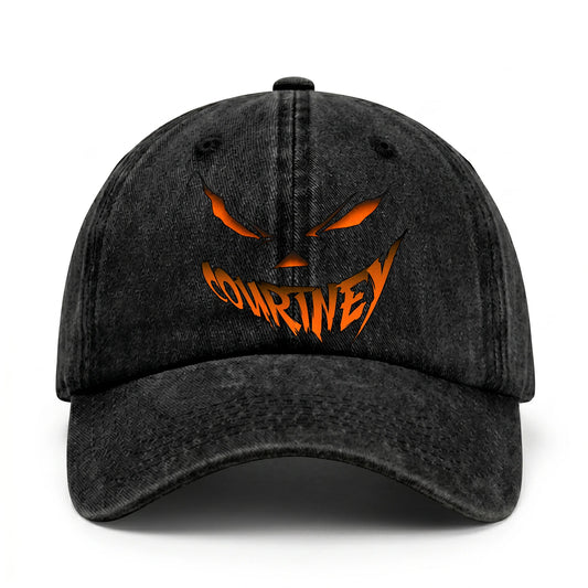 Your Name Jack O' Lantern Halloween Washed Cap COURTNEY 13K1 C100PF
