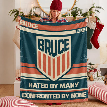 Hated By Many Confronted By None Retro Fleece Blanket BRUCE 13K1 BK58