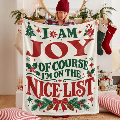 I'm Name Of Course I'm On The Nice List Cream Christmas Fleece Blanket JOY 13K1 BK59