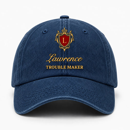 Your Name Trouble Maker Funny Blue Washed Cap LAWRENCE 13K1 C153PF