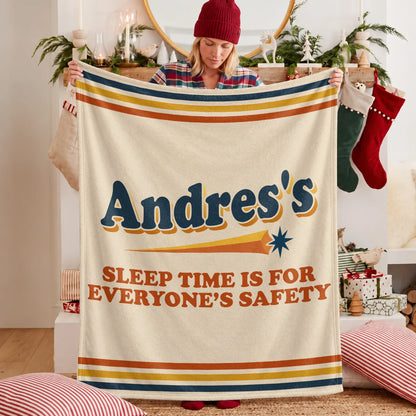 Your Name's Sleep Time Funny Retro Fleece Blanket ANDRES 13K1 BK67