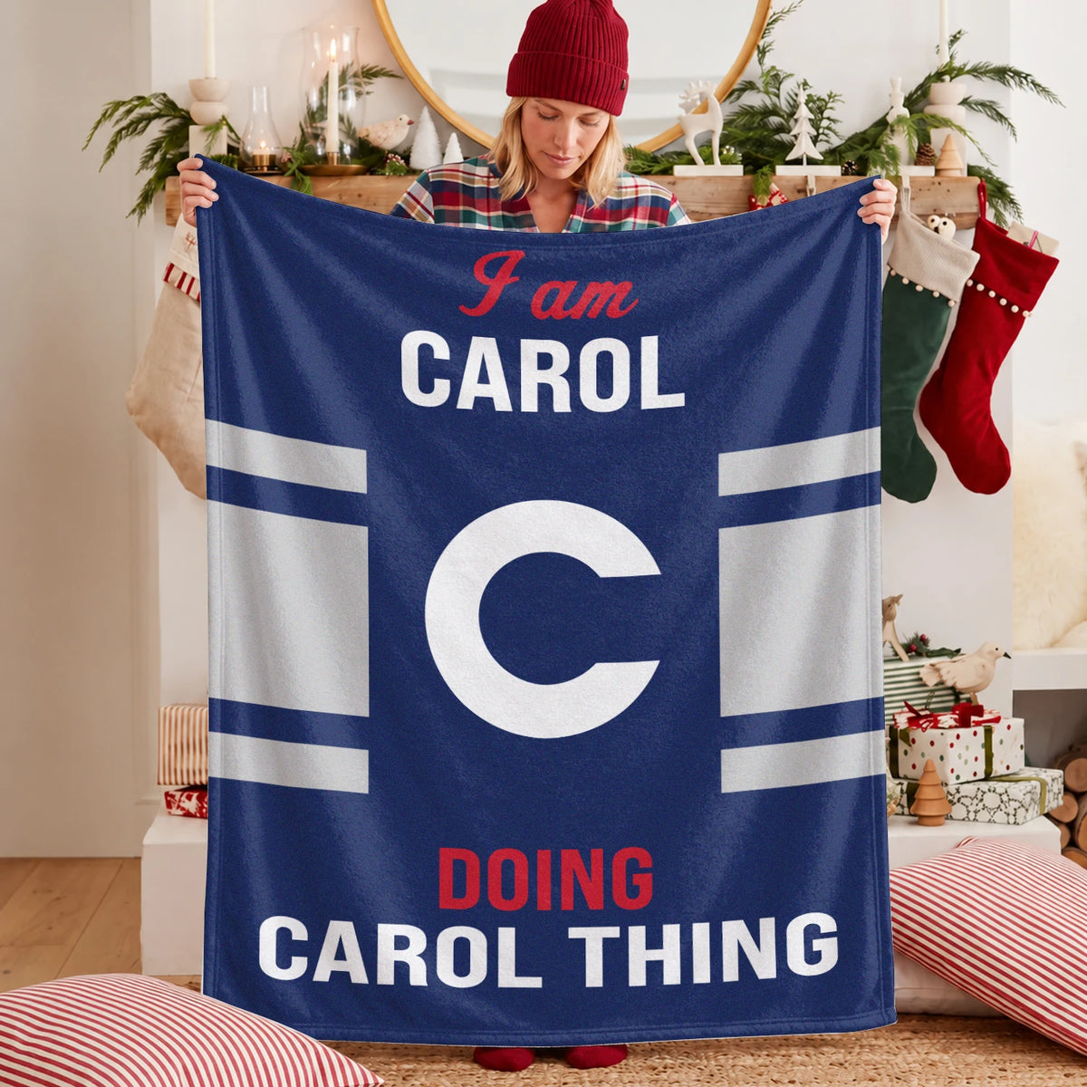 I'm Name Doing Name Things Navy Fleece Blanket CAROL 13K1 BK51