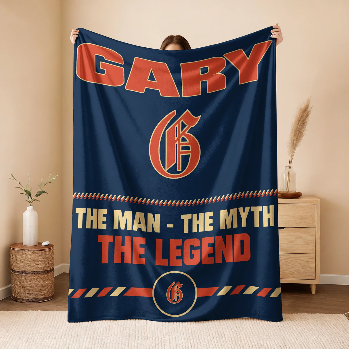 The Man The Myth The Legend Retro Fleece Blanket GARY 13K1 BK53