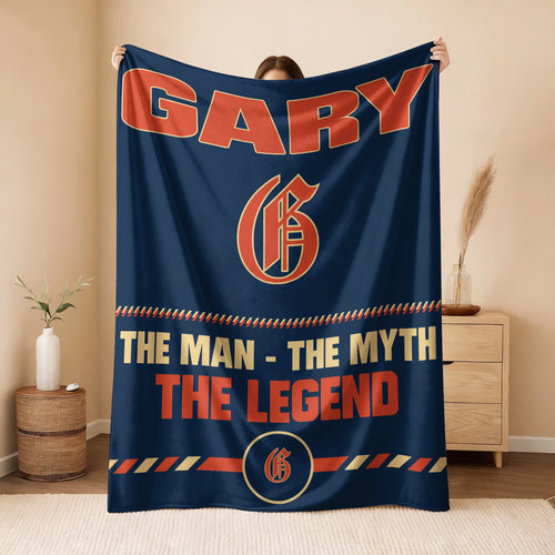 The Man The Myth The Legend Retro Fleece Blanket GARY 13K1 BK53
