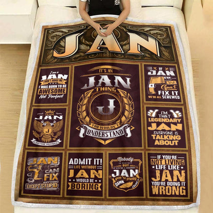 JAN Personalized Blanket | Custom Name Cozy Throw Gift 13K1-BK4