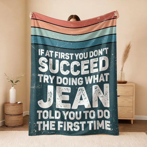 If At First You Don’t Succeed Retro Green Fleece Blanket JEAN 13K1 BK29