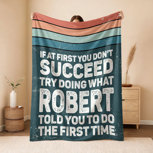 If At First You Don’t Succeed Retro Green Fleece Blanket ROBERT 13K1 BK29