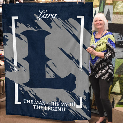 The Man The Myth The Legend Navy Baseball Fleece Blanket LARA 13K1 BK17