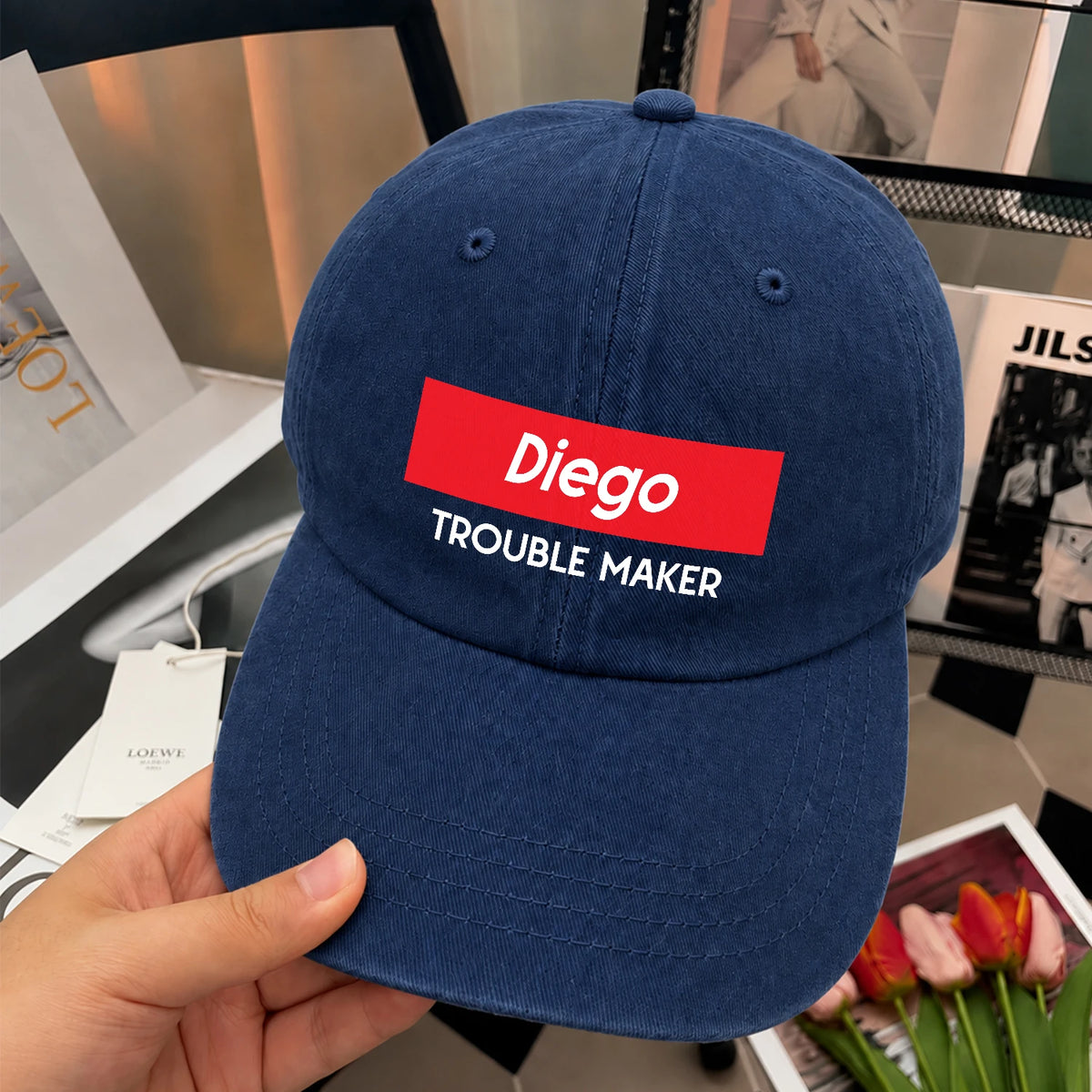 Trouble Maker Red Logo Washed Cap DIEGO 13K1 C140PF