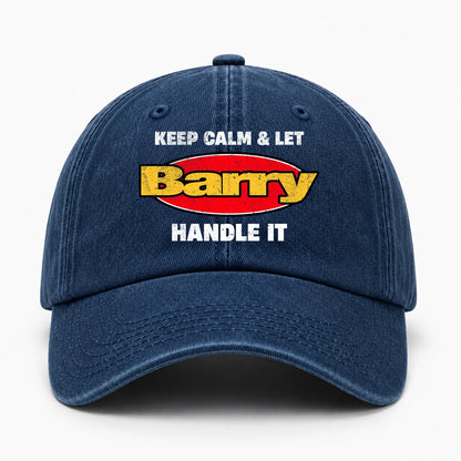 Keep Calm & Let Your Name Handle It Yellow And Red Logo Washed Cap BARRY 13K1 C172PF