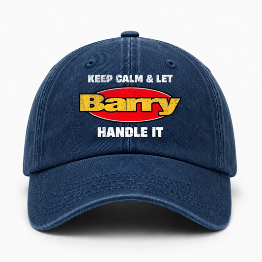 Keep Calm & Let Your Name Handle It Yellow And Red Logo Washed Cap BARRY 13K1 C172PF