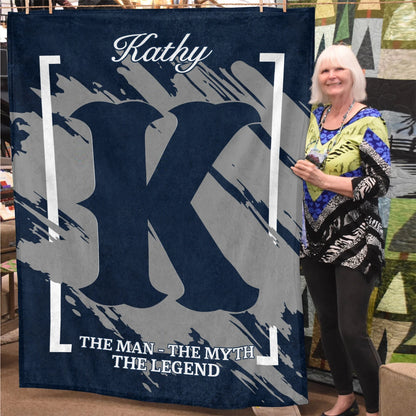 The Man The Myth The Legend Navy Baseball Fleece Blanket KATHY 13K1 BK17