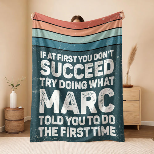 If At First You Don’t Succeed Retro Green Fleece Blanket MARC 13K1 BK29