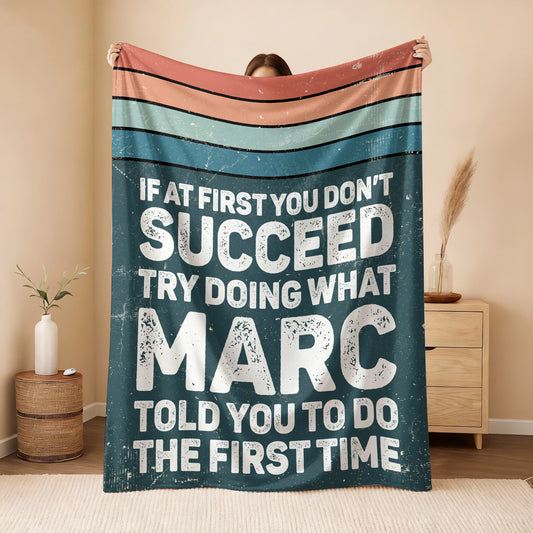If At First You Don’t Succeed Retro Green Fleece Blanket MARC 13K1 BK29