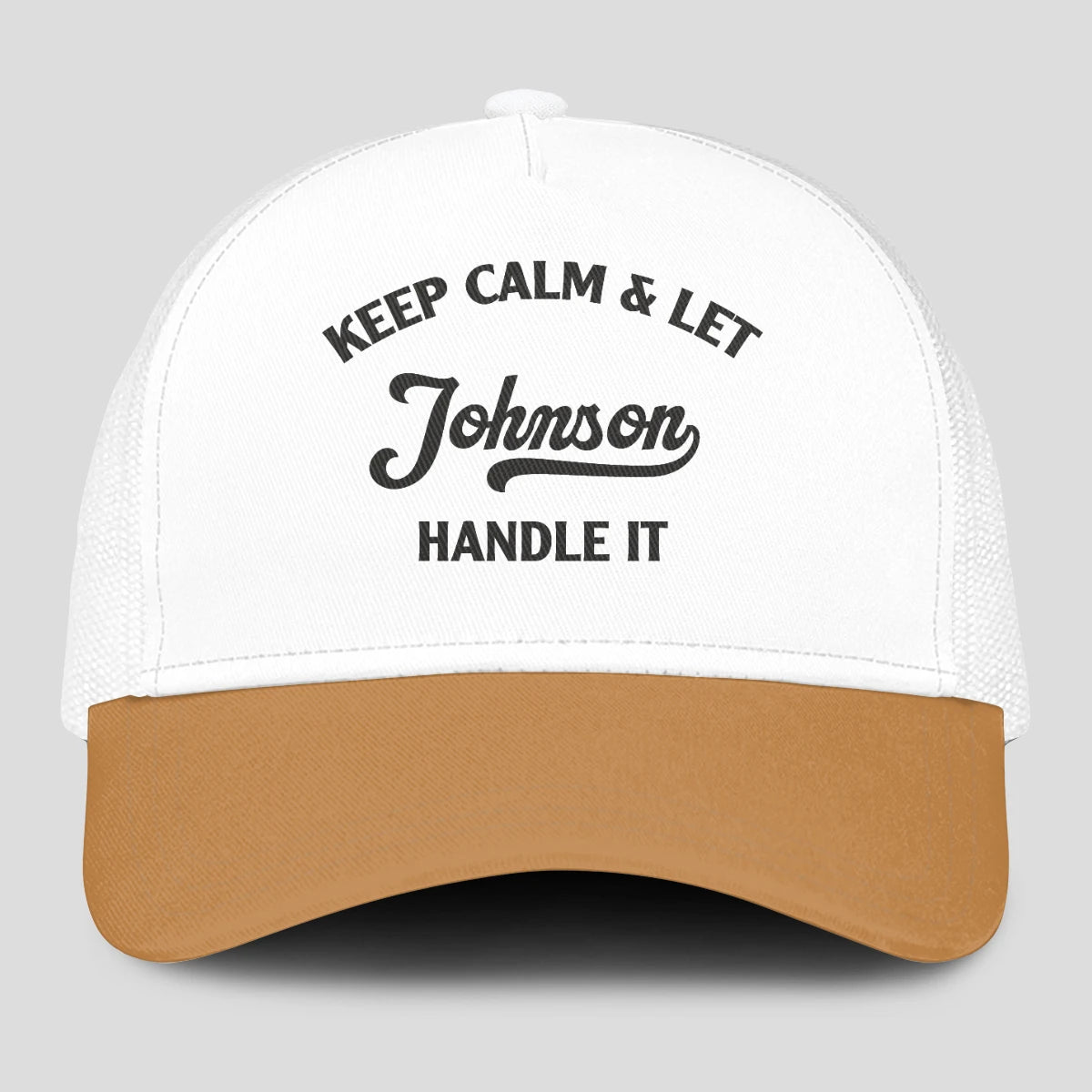 Keep Calm & Let Your Name Handle It Yellow And White Mesh Cap JOHNSON 13K1 C205PF