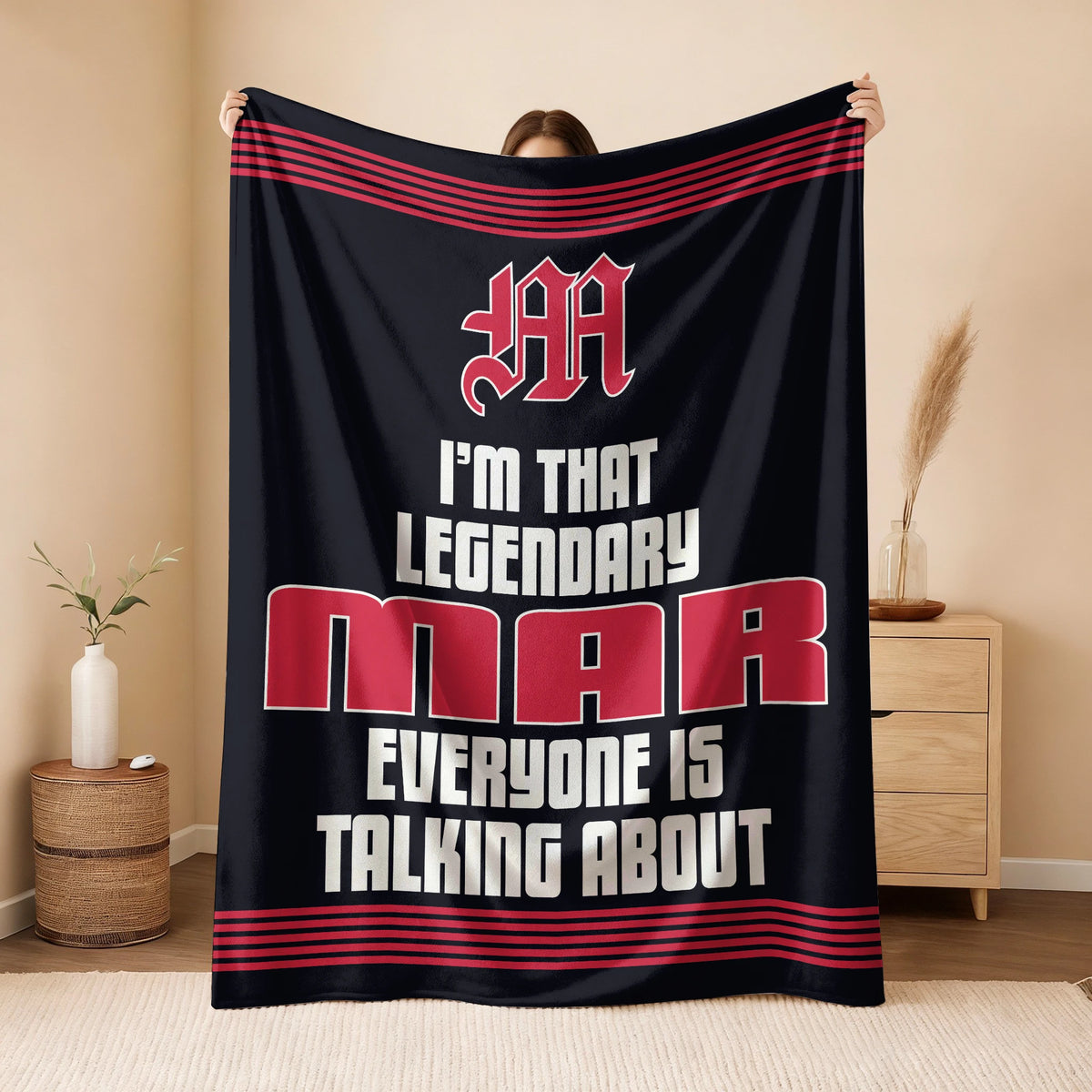 I'm That Legendary Name Dark Red Fleece Blanket MAR 13K1 BK48