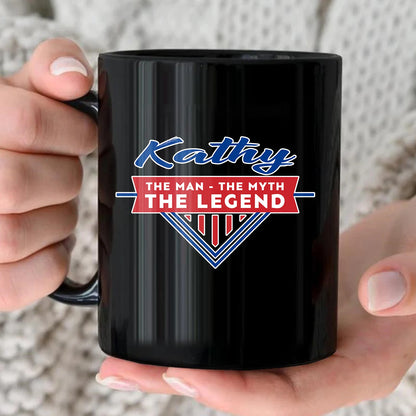The Man The Myth The Legend Red And Blue Logo Mug KATHY 13K1 MG34