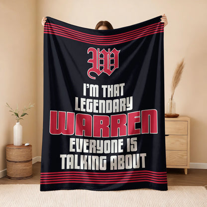 I'm That Legendary Name Dark Red Fleece Blanket WARREN 13K1 BK48