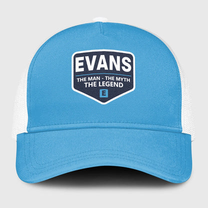 The Man The Myth The Legend Light Blue Mesh Cap EVANS 13K1 C190PF