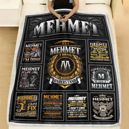 MEHMET Personalized Blanket | Custom Name Cozy Throw Gift 13K1-BK2