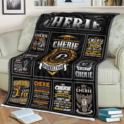 CHERIE Personalized Blanket | Custom Name Cozy Throw Gift 13K5-BK2