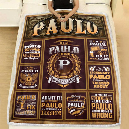 PAULO Personalized Blanket | Custom Name Cozy Throw Gift 13K1-BK4