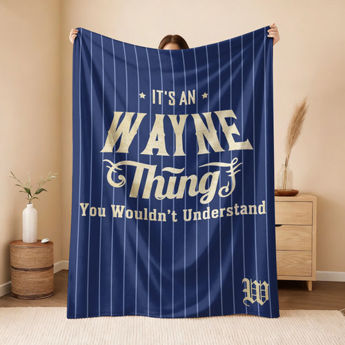 Your Name Thing Striped Blue Fleece Blanket WAYNE 13K1 BK23