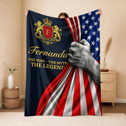 The Man The Myth The Legend America Flag 3D Fleece Blanket FERNANDA 13K1 BK12