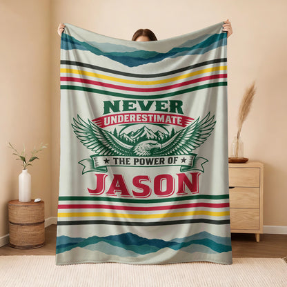 Never Underestimate Your Name Vintage Mountain Fleece Blanket JASON 13K1 BK44