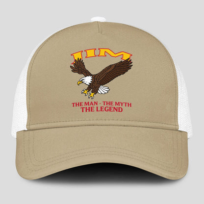 The Man The Myth The Legend Eagle Khaki Mesh Cap JIM 13K1 C210PF