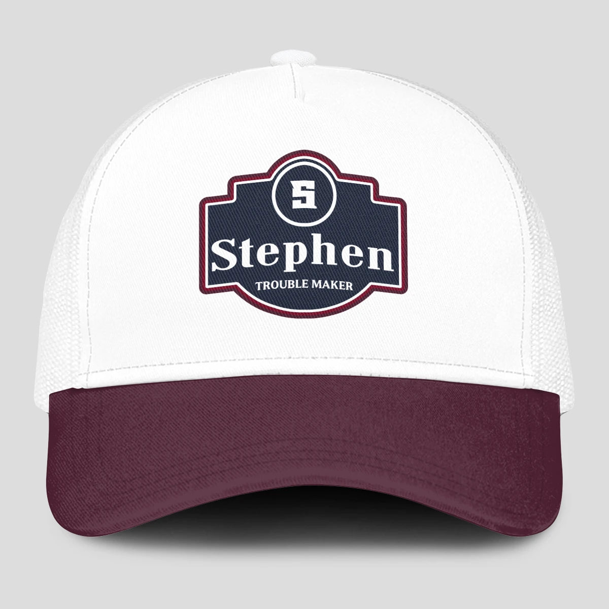 Trouble Maker Burgundy And White Funny Mesh Cap STEPHEN 13K1 C201PF