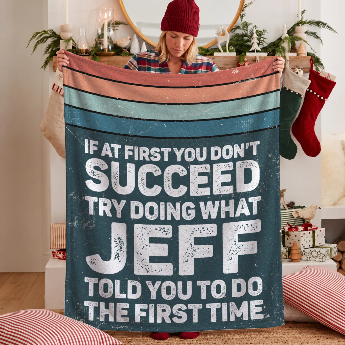If At First You Don’t Succeed Retro Green Fleece Blanket JEFF 13K1 BK29
