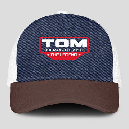 The Man The Myth The Legend Navy Brown And White Mesh Cap TOM 13K1 C200PF
