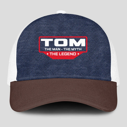 The Man The Myth The Legend Navy Brown And White Mesh Cap TOM 13K1 C200PF