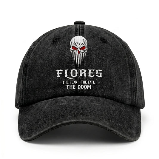 Your Name The Fear The Fate The Doom Skull Washed Cap FLORES 13K1 C98PF