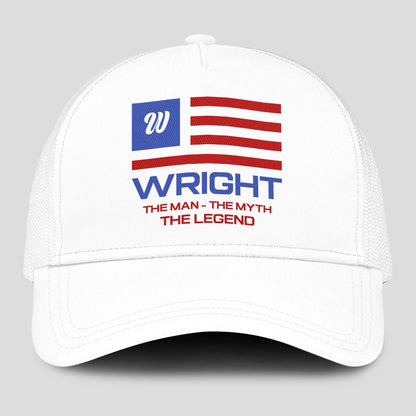 The Man The Myth The Legend America Flag Mesh Cap WRIGHT 13K1 C193PF