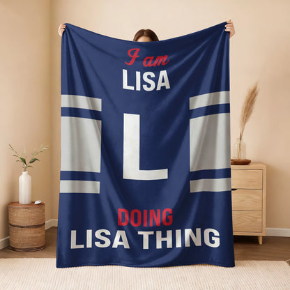I'm Name Doing Name Things Navy Fleece Blanket LISA 13K1 BK51