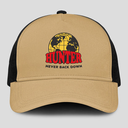 Never Back Down World Logo Khaki Mesh Cap HUNTER 13K1 C212PF