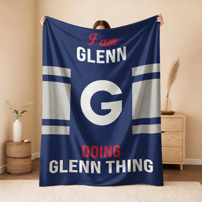 I'm Name Doing Name Things Navy Fleece Blanket GLENN 13K1 BK51