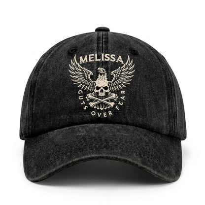 Your Name Guts Over Fear With Eagle And Skull Washed Cap MELISSA 13K1 C75PF