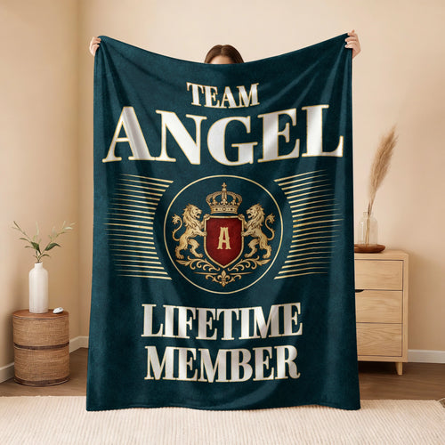 Team Your Name Lifetime Member Sage Green Fleece Blanket ANGEL 13K1 BK42