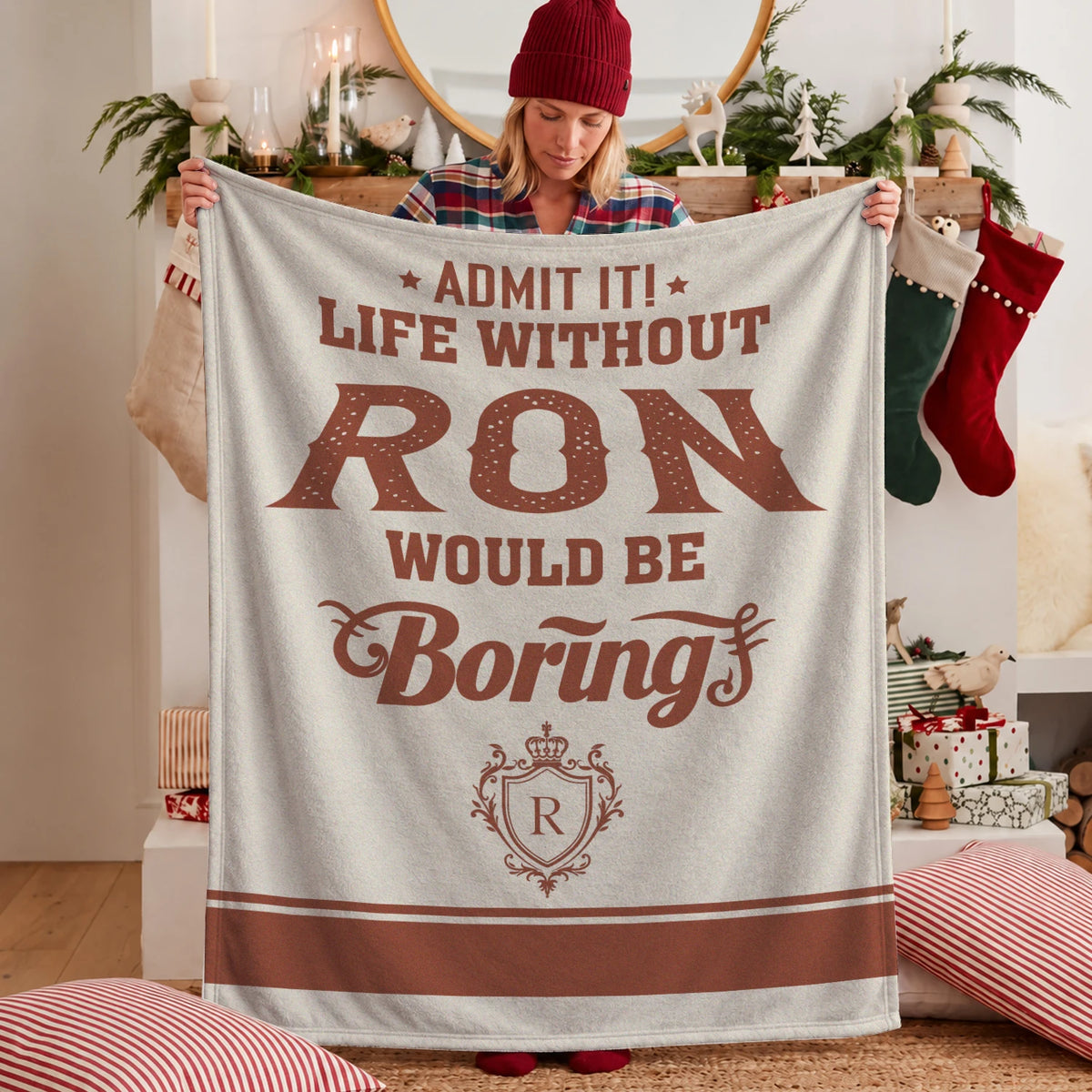 Life Without Your Name Would Be Boring Cream Terracotta Blanket RON 13K1 BK24