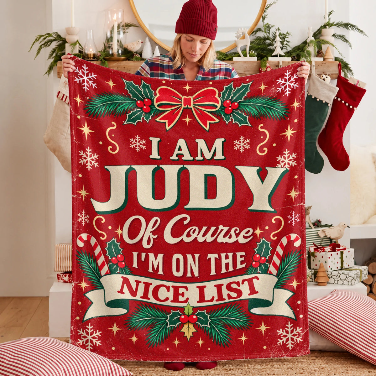 I'm Name Of Course I'm On The Nice List Christmas Fleece Blanket JUDY 13K1 BK56