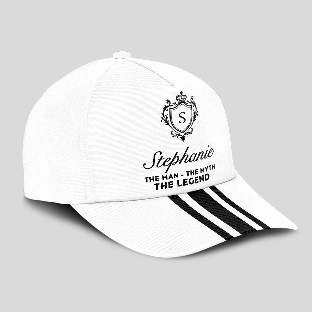 The Man The Myth The Legend Navy And White Striped Cap STEPHANIE 13K1 C144PF