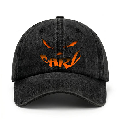 Your Name Jack O' Lantern Halloween Washed Cap CARL 13K1 C100PF