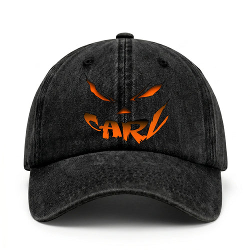 Your Name Jack O' Lantern Halloween Washed Cap CARL 13K1 C100PF