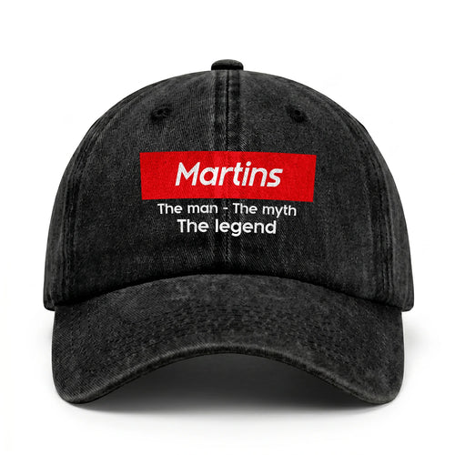 Your Name The Man The Myth The Legend Red Logo Washed Cap MARTINS 13K1 C130PF