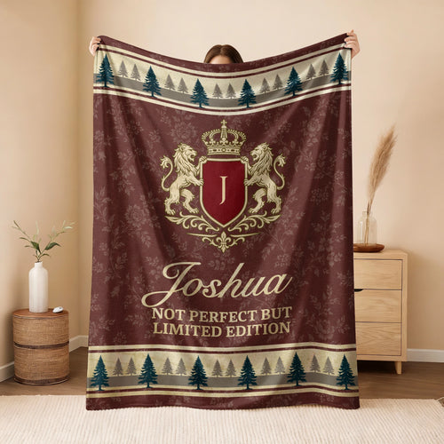 Not Perfect But Limited Edition Burgundy Pine Tree Fleece Blanket JOSHUA 13K1 BK41