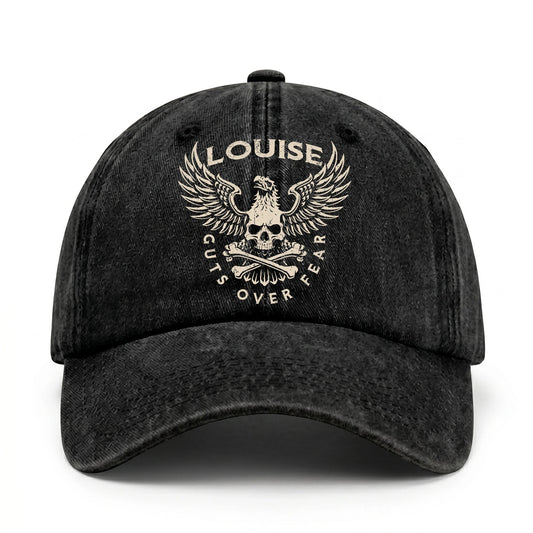 Your Name Guts Over Fear With Eagle And Skull Washed Cap LOUISE 13K1 C75PF